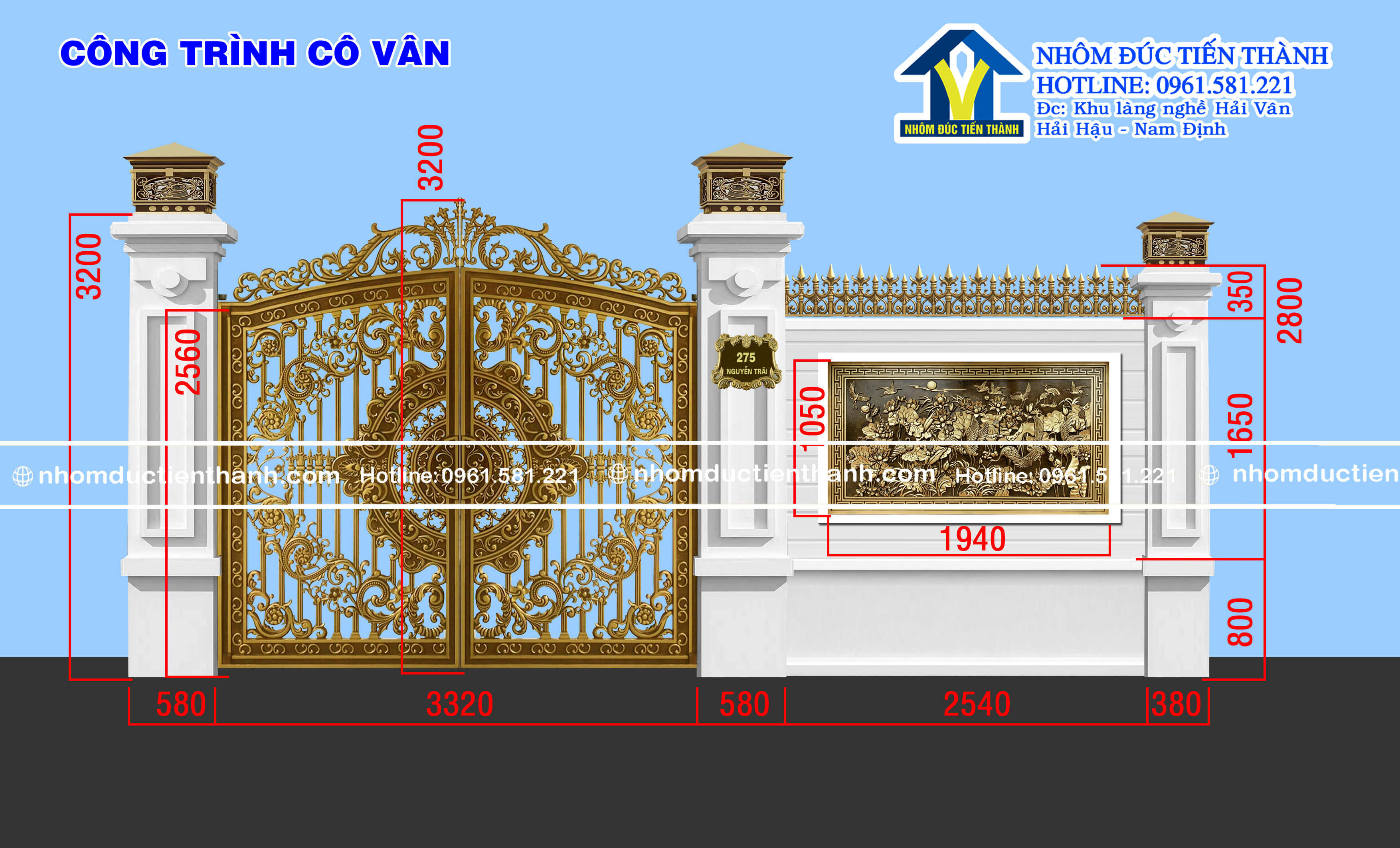 Cổng nhôm đúc mẫu C-191