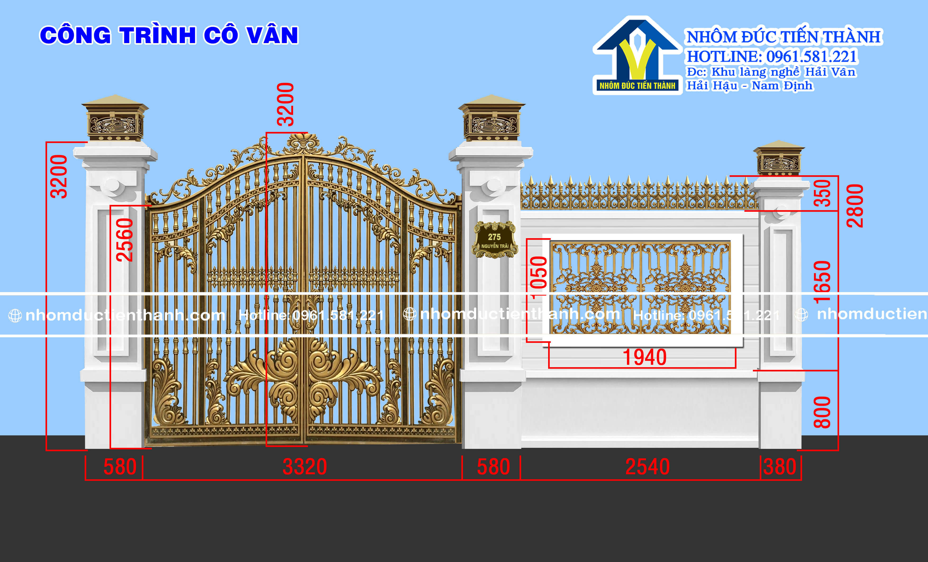 Cổng nhôm đúc mẫu C-192