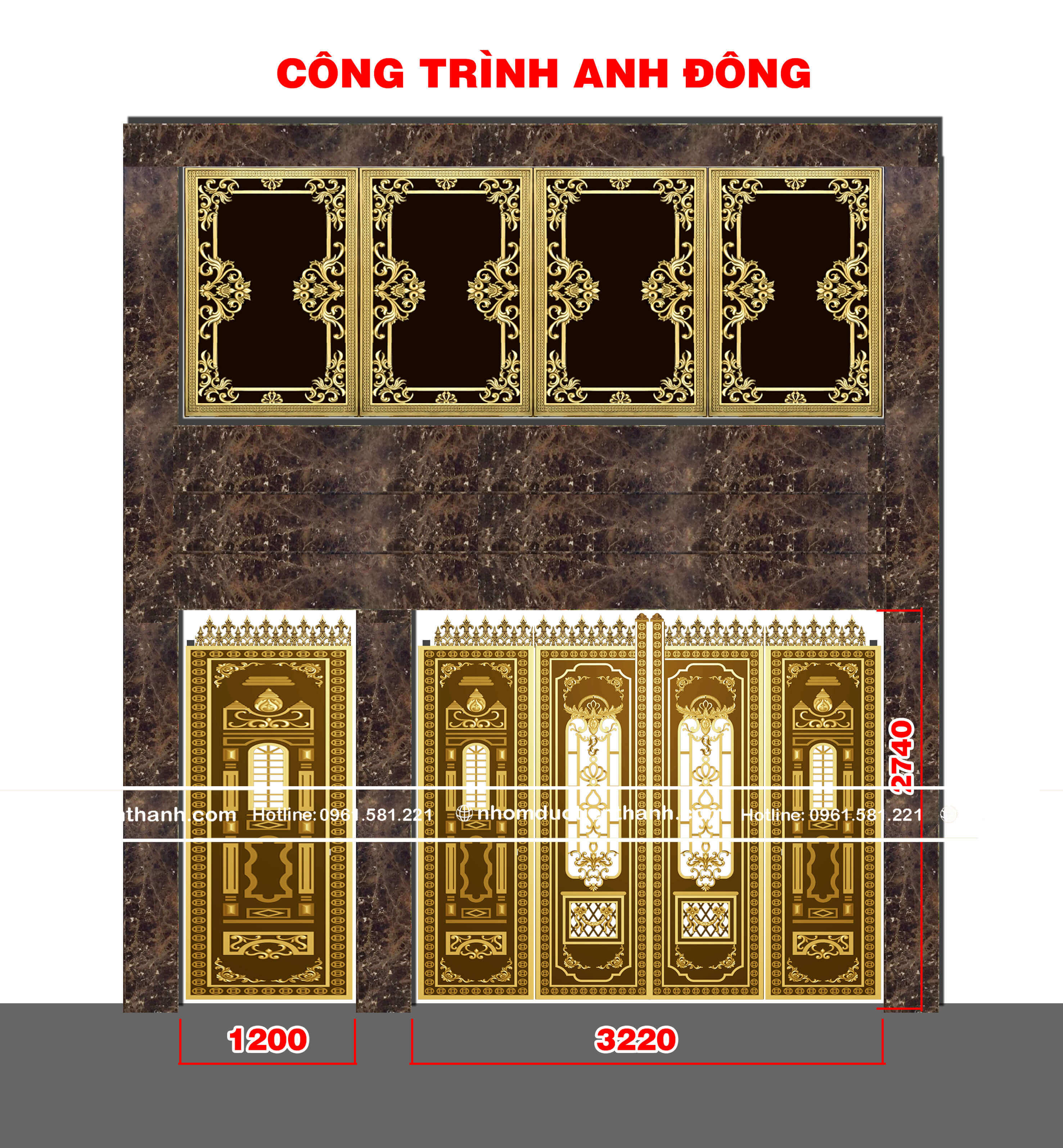 Cổng nhôm đúc mẫu C-166