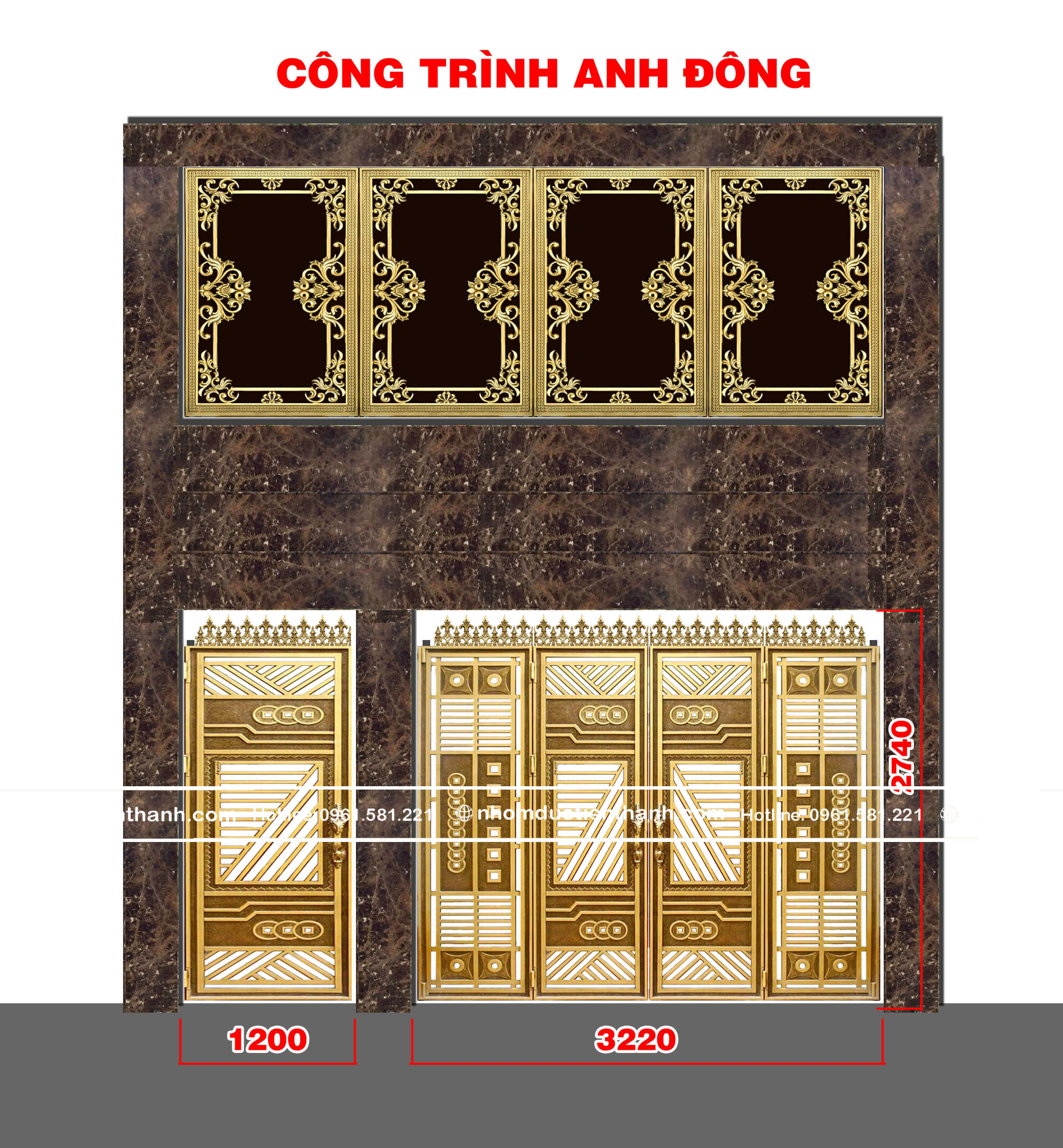 Cổng nhôm đúc mẫu C-167